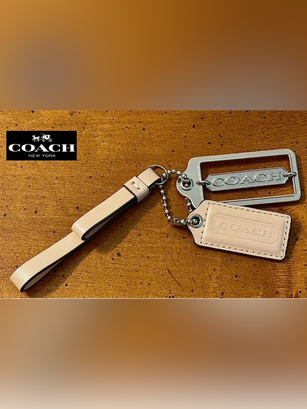 Coach Leather Bag Tag Key Fob Silver Hardware Two Coach Tags For Men or Women